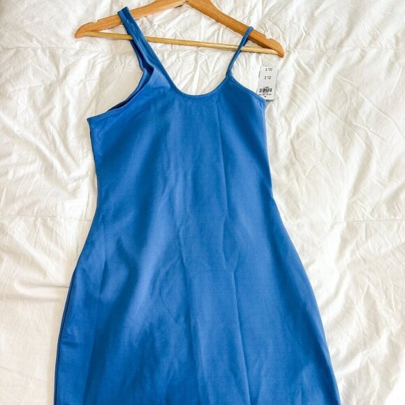NWT Abercrombie One Shoulder Cutout Bodycon Mini Dress Blue Size Small Petite - Picture 9 of 9